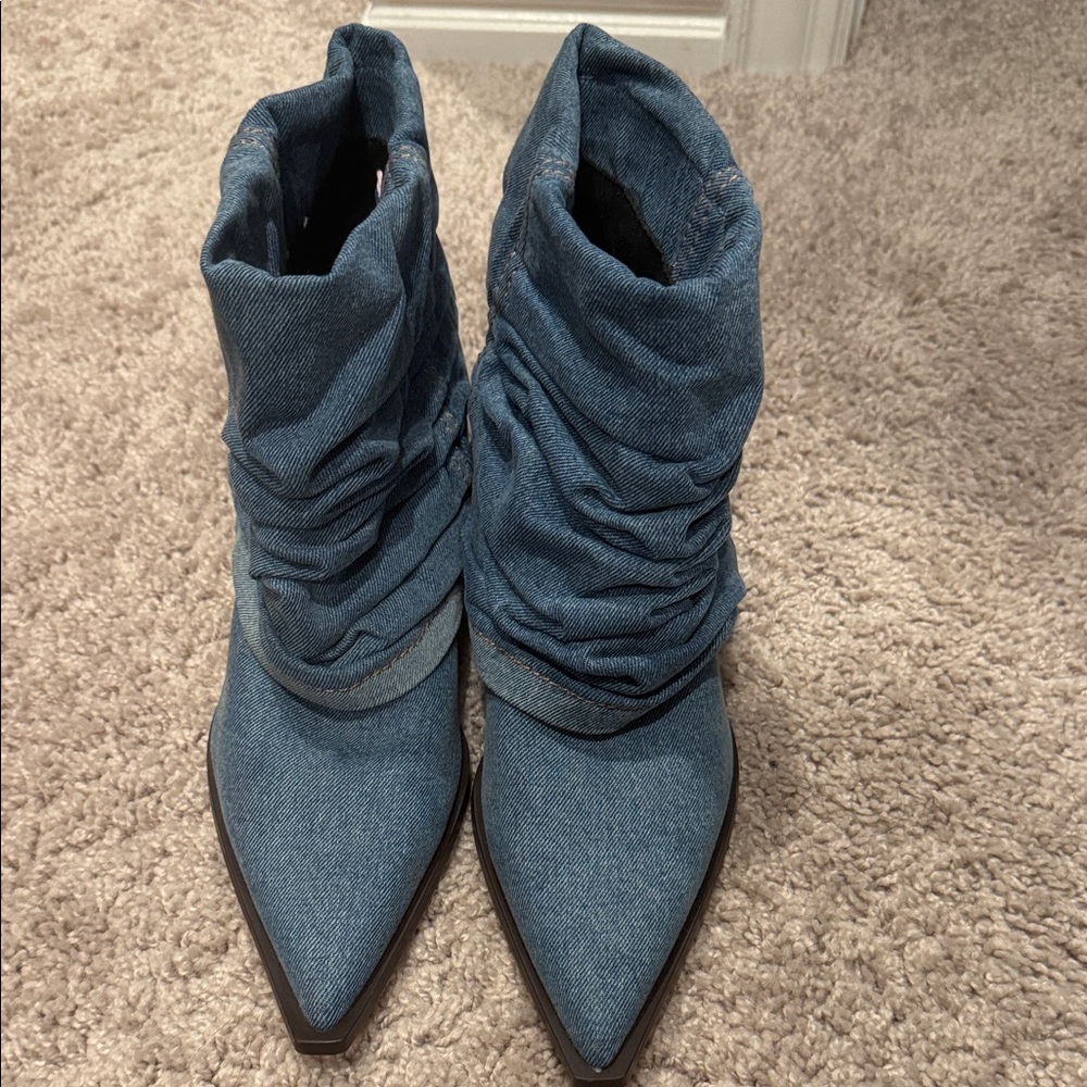 Zara Blue Denim Ankle Booties